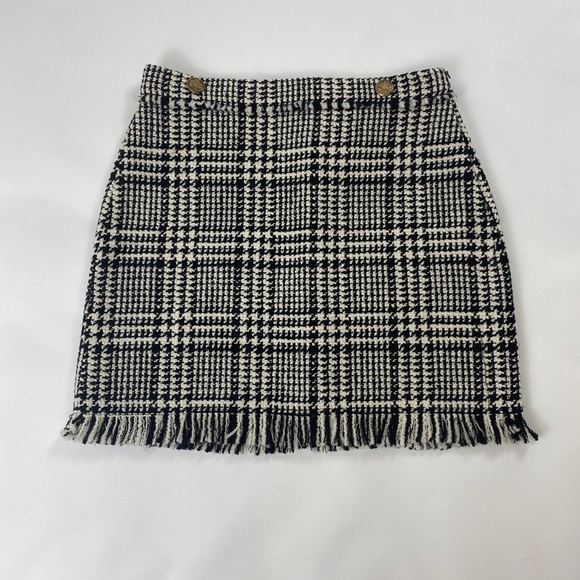 Zara Dresses & Skirts - High Waist Plaid Tweed Skirt Mini
